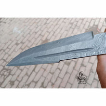 Load image into Gallery viewer, Handmade Coffin Handle Clip Point Bowie Knife Damascus Steel Blade Red Resin Handle Custom Fixed Blade JW SteelCrafts