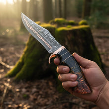 Load image into Gallery viewer, Copper Damascus Bowie Knife Handmade Copper Guard