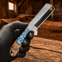 Load image into Gallery viewer, Handmade Cowboy Bull Cutter Knife – Rasp File Steel Blade with Turquoise &amp; Wood Handle
