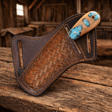 Load image into Gallery viewer, Handmade Cowboy Bull Cutter Knife – Rasp File Steel Blade with Turquoise &amp; Wood Handle