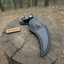 Load image into Gallery viewer, Handmade Damascus Karambit Knife with Horn Handle and Finger Ring