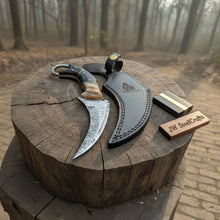 Load image into Gallery viewer, Handmade Custom Damascus Karambit Knife.