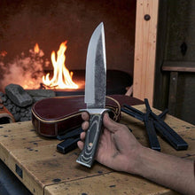 Load image into Gallery viewer, D2 Steel Bowie Knife G10 Handle Leather Sheath