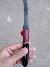 Load image into Gallery viewer, Handmade Damascus Boning Knife, Full Tang Fillet Knife with Black Micarta and Resin Handle, JW SteelCrafts