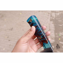 Load image into Gallery viewer, Handmade Damascus Clip Point Bowie Knife, Custom Resin Handle Bowie, Modern Bowie Knife with Leather Sheath, JW SteelCrafts