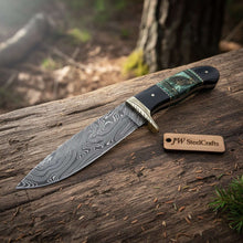 Load image into Gallery viewer, Handmade Damascus Compact Clip Point Bowie Knife, Custom Handle Fixed Blade