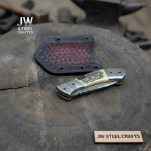 Load image into Gallery viewer, Handmade Damascus Drop Point Folding Knife – American Flag Handle, EDC Pocket Knife