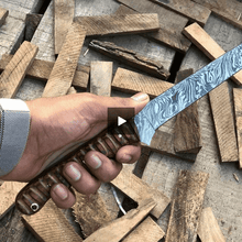 Load image into Gallery viewer, Handmade Damascus Fillet Knife – Flexible Fish Filleting Blade with Rosewood Handle, Full Tang Professional Fishing Knife, Leather Sheath Included, JW SteelCrafts