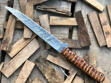 Load image into Gallery viewer, Handmade Damascus Fillet Knife – Flexible Fish Filleting Blade with Rosewood Handle, Full Tang Professional Fishing Knife, Leather Sheath Included, JW SteelCrafts