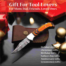 Load image into Gallery viewer, Handmade Damascus Folding Knife – Pakka Wood Handle (4 Color Variations)