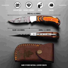 Load image into Gallery viewer, Handmade Damascus Folding Knife – Pakka Wood Handle (4 Color Variations)