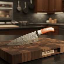 Load image into Gallery viewer, Handmade Damascus Gyuto Knife, Orange Wood Handle Japanese Kitchen Knife, Forged Damascus Steel Chef Gyuto, Professional Cooking Knife, JW SteelCrafts