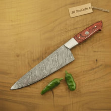 Load image into Gallery viewer, 12 Inch Handmade Damascus Gyuto Chef Knife – Japanese Style Blade with Red Pakka Wood Handle