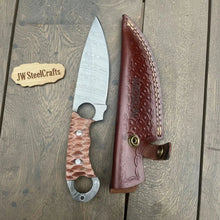 Load image into Gallery viewer, Damascus Hunting Skinner Knife Brown Micarta | Handle and Leather Sheath