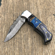 Load image into Gallery viewer, Handmade Damascus Pocket Folding Knife Custom Pocket Knife