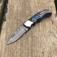 Load image into Gallery viewer, Handmade Damascus Pocket Folding Knife Custom Pocket Knife