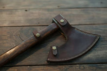 Load image into Gallery viewer, Handmade Damascus Steel Bearded Viking Axe with Hardwood Handle – Custom Forged Norse Camp Axe | JW SteelCrafts