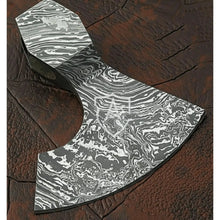Load image into Gallery viewer, Handmade Damascus Steel Blank Axe Head – Pattern Welded Viking Tomahawk Head for Custom Handle Builds | JW SteelCrafts