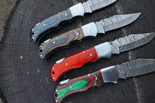 Load image into Gallery viewer, Handmade Damascus Steel Folding Knife – 4 Premium Handle Variations