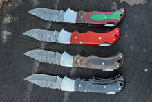 Load image into Gallery viewer, Handmade Damascus Steel Folding Knife – 4 Premium Handle Variations