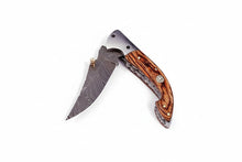 Load image into Gallery viewer, Handmade Damascus Steel Folding Knife with Exotic Wood Handle | Custom Pocket Knife | JW SteelCrafts