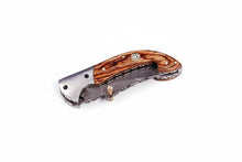 Load image into Gallery viewer, Handmade Damascus Steel Folding Knife with Exotic Wood Handle | Custom Pocket Knife | JW SteelCrafts
