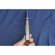 Load image into Gallery viewer, Handmade Damascus Steel Folding Knife with Natural Bone Handle – Custom Pocket Knife