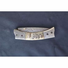 Load image into Gallery viewer, Handmade Damascus Steel Folding Knife with Natural Bone Handle – Custom Pocket Knife