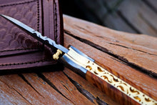 Load image into Gallery viewer, Handmade Damascus Steel Folding Knife with Olive Wood Handle – Pocket Knife for Everyday Carry &amp; Gift