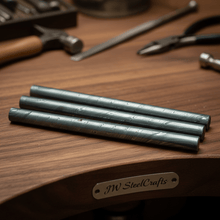 Load image into Gallery viewer, Set of 3 Damascus Steel Twist Pattern Rods 25 mm 10 Inch Billets for Rings Guards and Jewelry Making