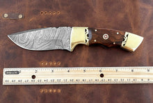 Load image into Gallery viewer, Handmade Damascus Steel Knife 9" Custom Fixed Blade Knife With Rose Wood Handle