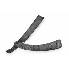 Load image into Gallery viewer, Handmade Damascus Steel Sweeney Todd Style Straight Razor Barber Folding Razor with Leather Sheath