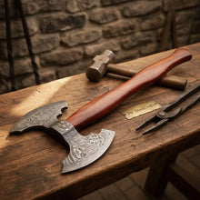Load image into Gallery viewer, Handmade Viking Camp Axe, Broad Crescent Pattern-Welded Blade