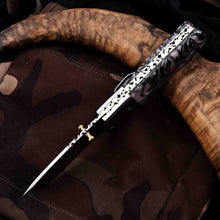 Load image into Gallery viewer, Handmade Folding Knife – Marble Resin Handle with Cleaver-Style Blade