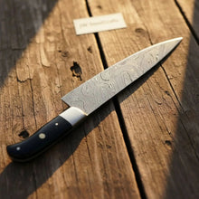 Load image into Gallery viewer, Handmade Gyuto Vortex Chef knife Damascus Steel-Black Handle Sharp and Reliable