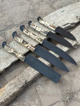 Load image into Gallery viewer, Handmade Hammered Chef Knife Set with Stag Antler Handles | 5-Piece Kitchen Knife Set