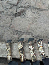 Load image into Gallery viewer, Handmade Hammered Chef Knife Set with Stag Antler Handles | 5-Piece Kitchen Knife Set