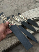 Load image into Gallery viewer, Handmade Hammered Chef Knife Set with Stag Antler Handles | 5-Piece Kitchen Knife Set