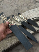 Load image into Gallery viewer, Handmade Hammered Chef Knife Set with Stag Antler Handles | 5-Piece Kitchen Knife Set