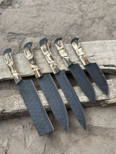 Load image into Gallery viewer, Handmade Hammered Chef Knife Set with Stag Antler Handles | 5-Piece Kitchen Knife Set