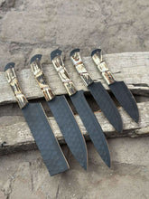 Load image into Gallery viewer, Handmade Hammered Chef Knife Set with Stag Antler Handles | 5-Piece Kitchen Knife Set