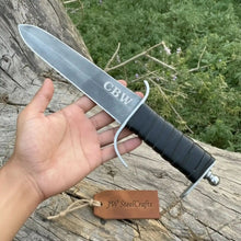 Load image into Gallery viewer, Black Grip Medieval Dagger | Handmade Acid-Washed Leather Handle Blade