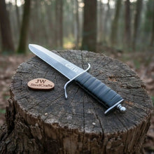 Load image into Gallery viewer, Black Grip Medieval Dagger | Handmade Acid-Washed Leather Handle Blade