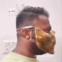 Load image into Gallery viewer, Handmade Metallic Half Face Mask | Golden Cast Art Mask for Display
