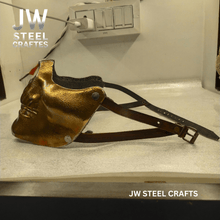 Load image into Gallery viewer, Handmade Metallic Half Face Mask | Golden Cast Art Mask for Display