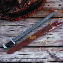 Load image into Gallery viewer, Ulfberht Damascus Viking Sword | Leather Sheath
