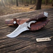 Load image into Gallery viewer, Handmade Persian Recurve Bowie Knife Engraved D2 Steel Custom Handle
