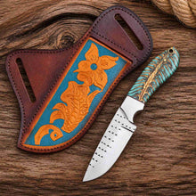 Load image into Gallery viewer, Cowboy Hunting Knife Rasp Steel Pinecone Handle