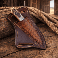 Load image into Gallery viewer, Handmade Rasp Steel Cowboy Skinning Knife – Ram Horn &amp; Turquoise Handle with Leather Belt Sheath