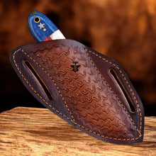 Load image into Gallery viewer, Handmade Rasp Tool Steel Cowboy Knife Texas Flag Handle With Cross Draw Sheath